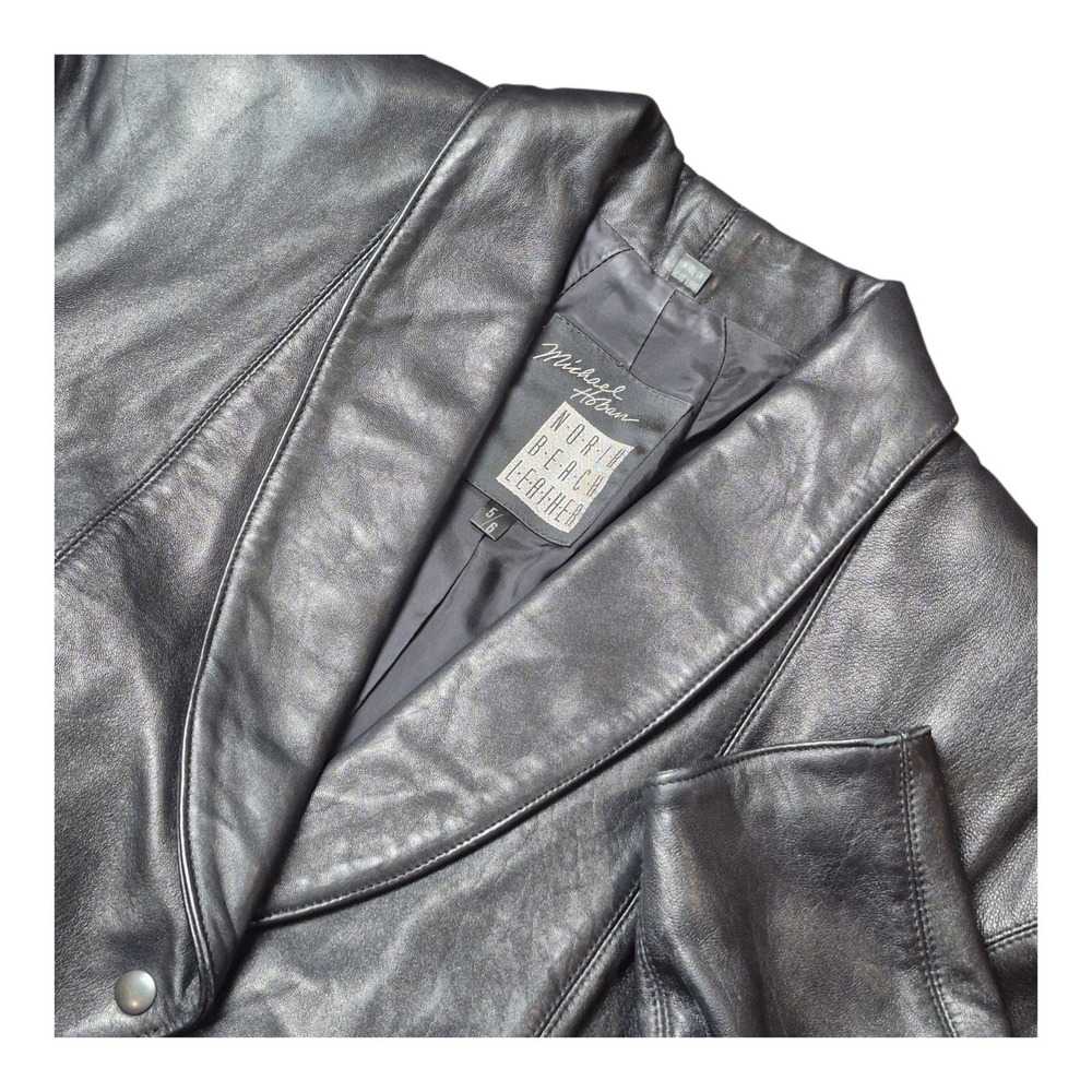 VTG Michael Hoban North Beach Leather Womens 5/6 Black Cropped Bolero Jacket